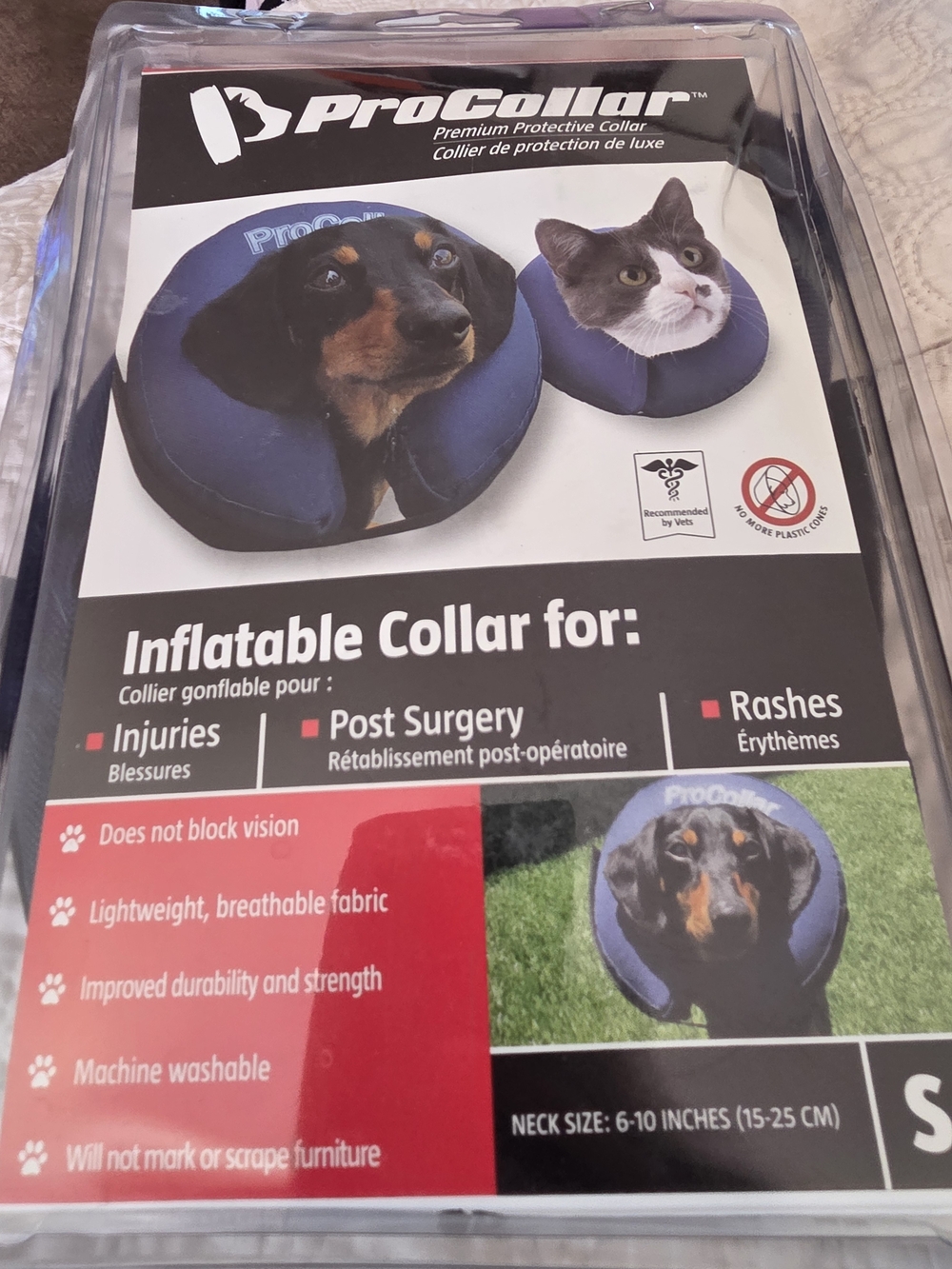 Inflatable Pet Collar - Blue - Protective Recovery Collar for Small Pets